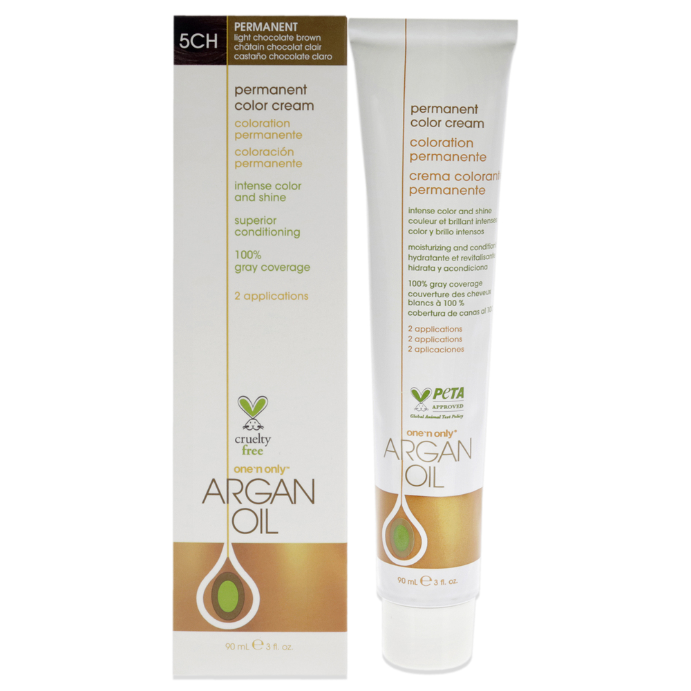 Argan Oil Permanent Color Cream - 5CH Light Chocolate Brown by One n Only 3 oz